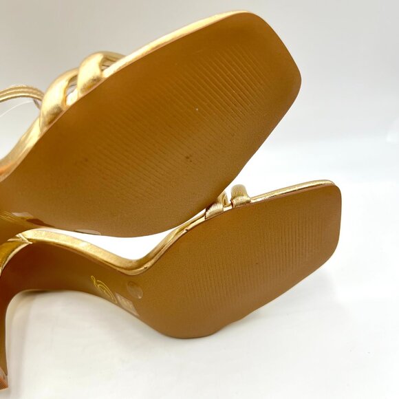 Chinese Laundry Womens Size 8 Gold Vegan Leather Dress‎ Sandals Heels Shoes - Picture 12 of 15
